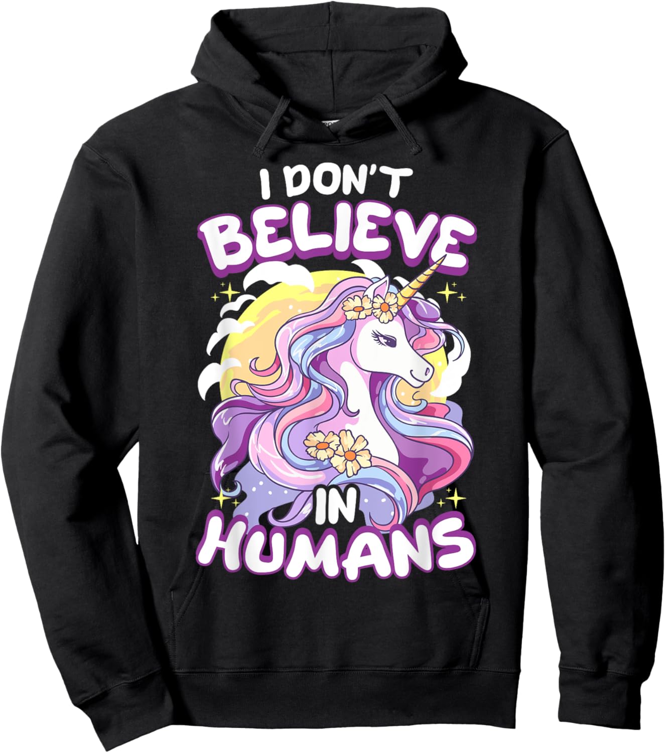 I Don't Believe In Humans Unicorn Hoodie - Hoodie | Black