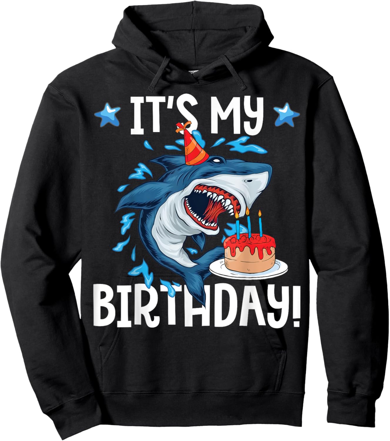 It's My Birthday Shark Shirt Gift Girls Boys Adults Hoodie - Hoodie | Black
