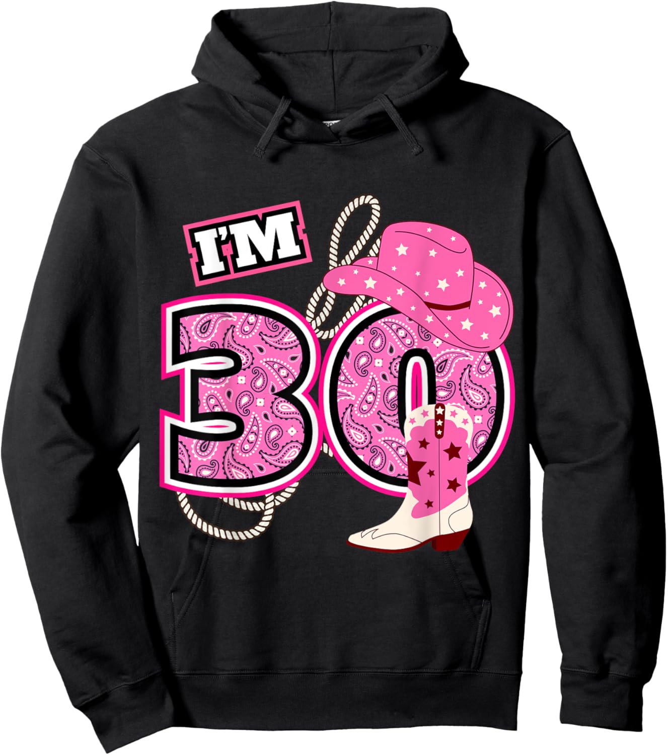 Happy 30th Birthday Cowgirl Cowboy Farmer 30 Year Old B-Day Hoodie - Hoodie | Black
