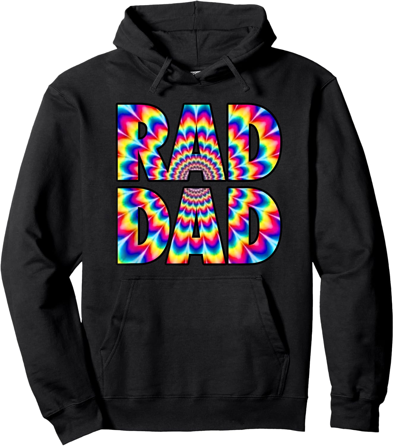 Rad Dad - Trippy Hippie Tie-Dye Rainbow 70s Vibes Novelty Hoodie - Hoodie | Black