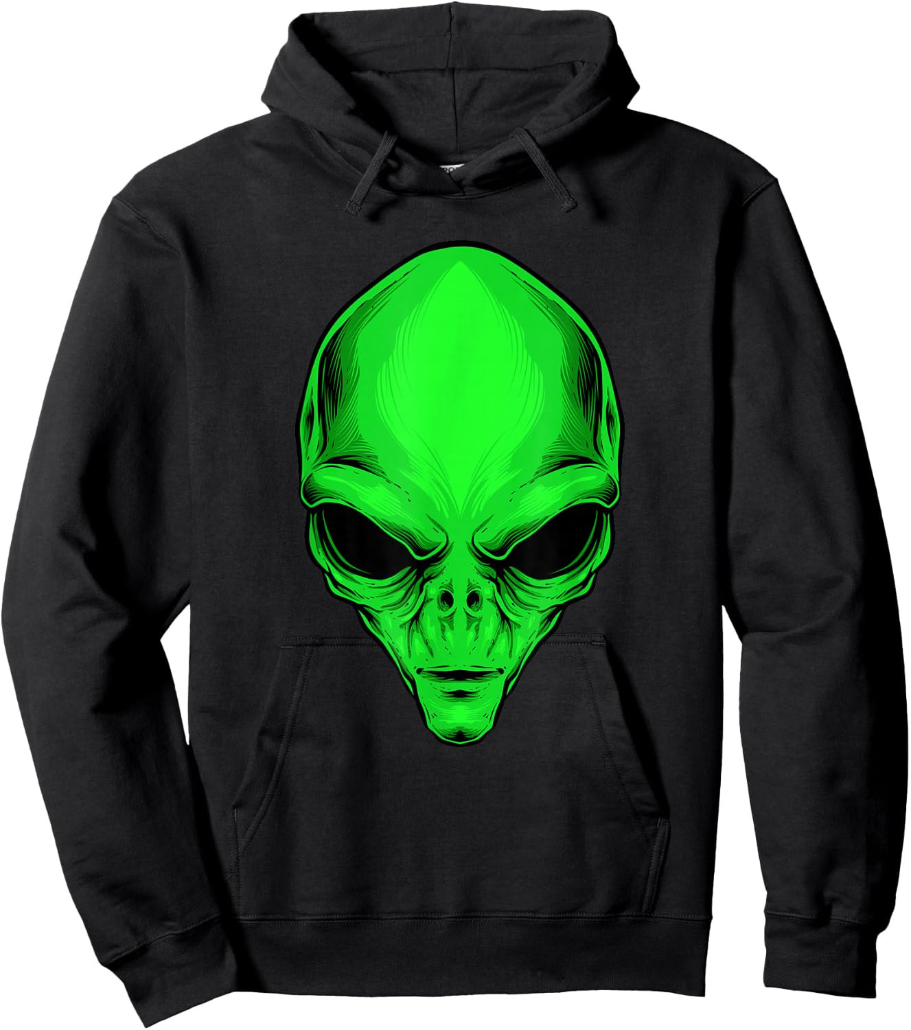 Green Alien Head Cartoon Funny Alien Costume Hoodie - Hoodie | Black