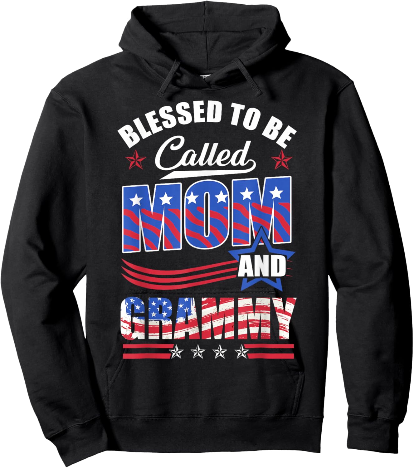 Blessed To Be Called Mom And Grammy American Flag Hoodie - Hoodie | Black