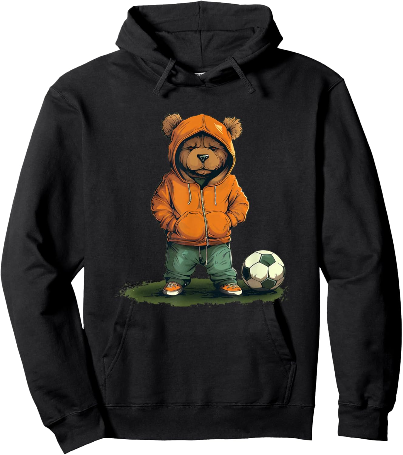Funny Teddy bear loves soccer for boys and girls Hoodie - Hoodie | Black