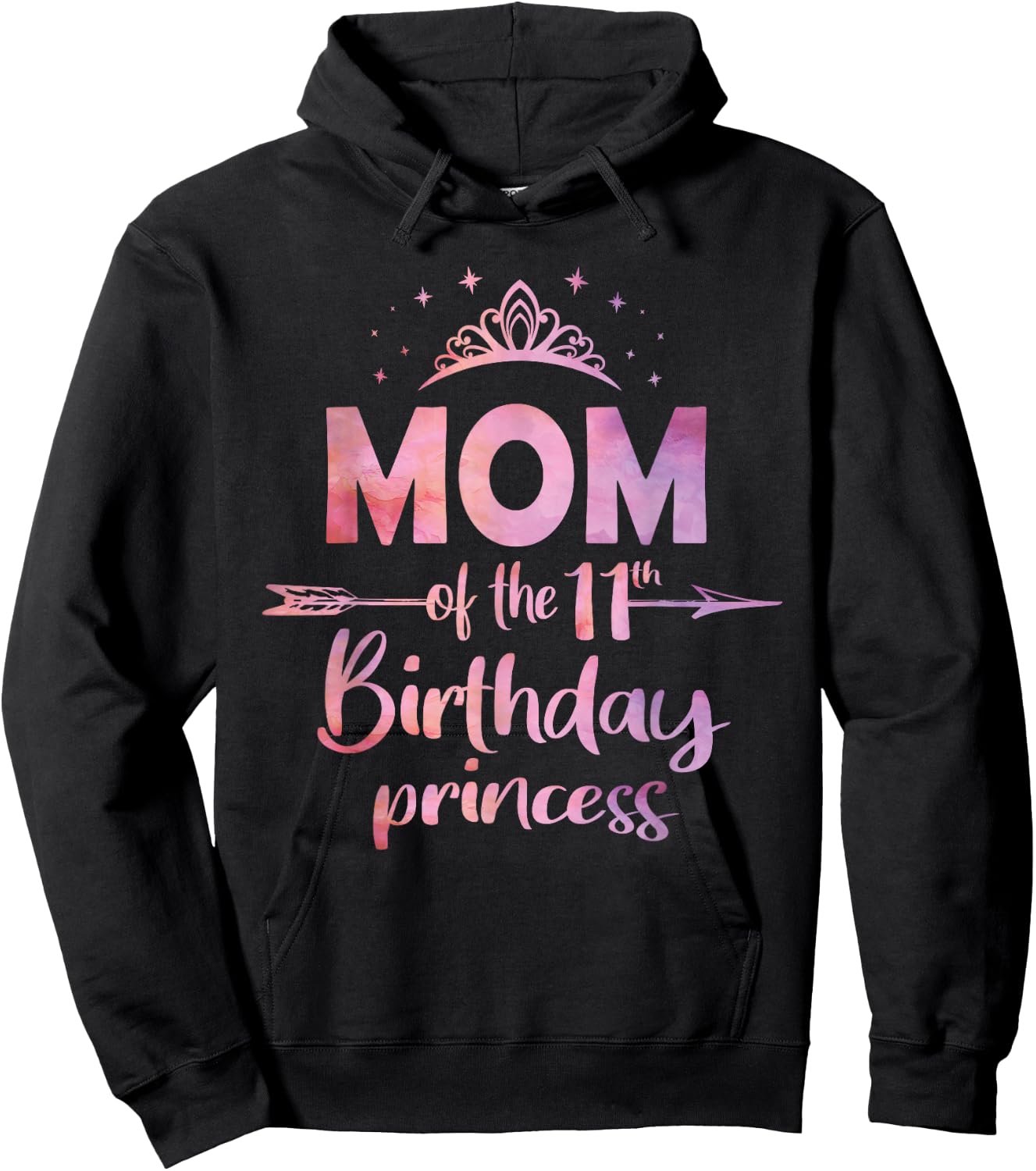 Mom Of The 11th Birthday Princess Girl 11 Years Old B-day Hoodie - Hoodie | Black