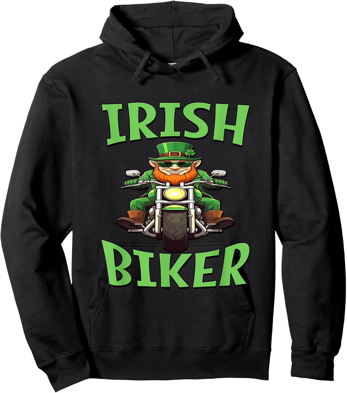 Irish Biker - Leprechaun On A Motorcycle Hoodie - Hoodie | Black