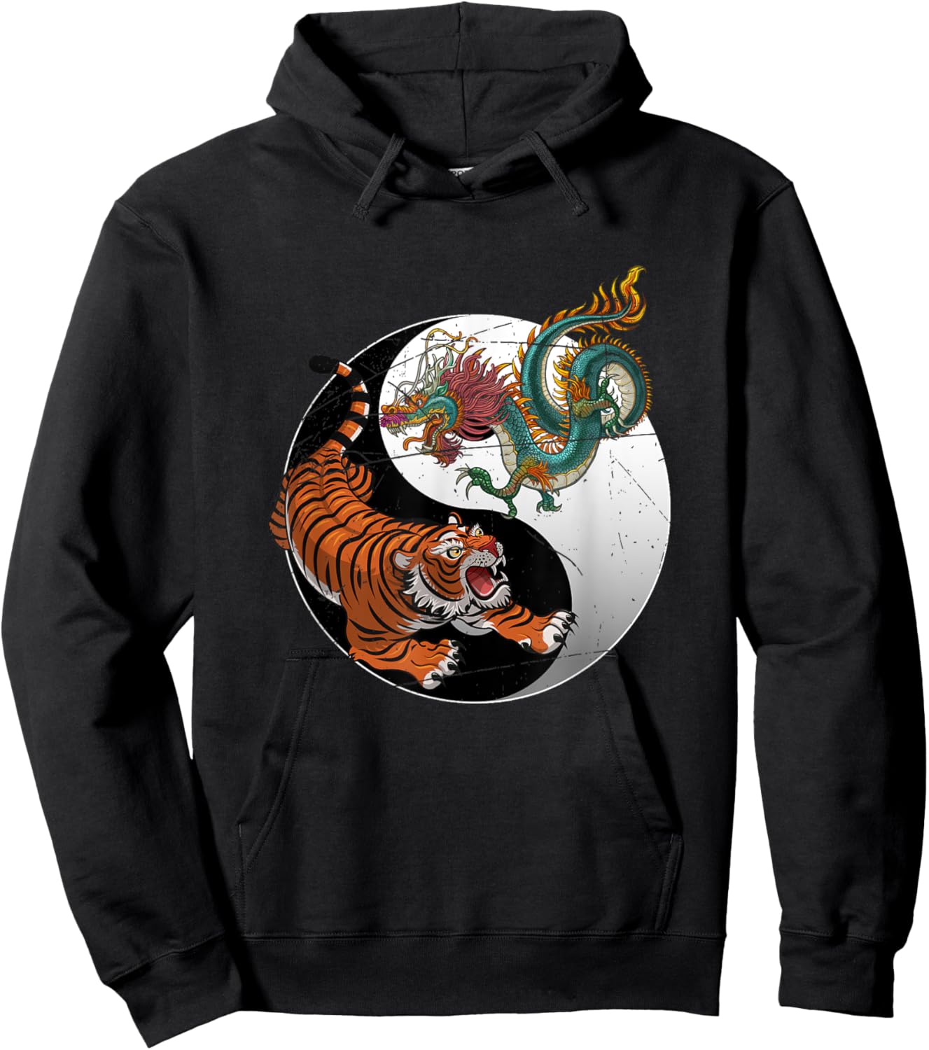 Asian Dragon Tiger Yin Yang Tiger Hoodie - Hoodie | Black