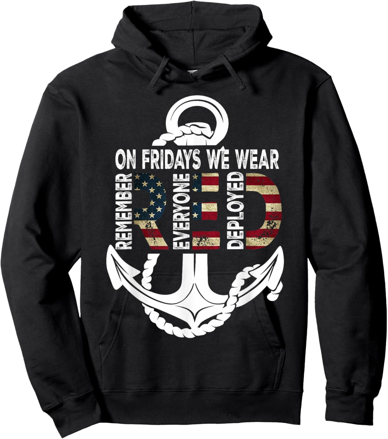 On Fridays We Wear Red Remember Everyone Deployed Navy Hoodie - Hoodie | Black