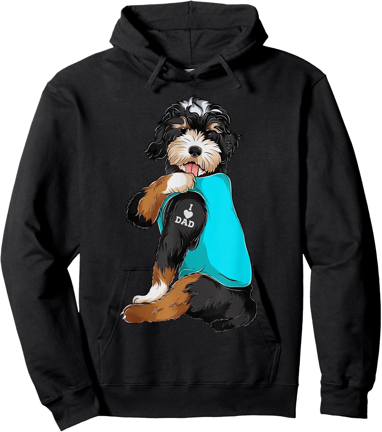 Bernedoodle I Love Dad Tattoo Apparel, Dog Dad Gifts Dads Hoodie - Hoodie | Black