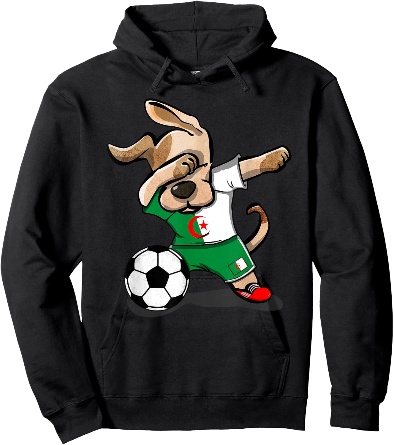 Dabbing Dog Algeria Soccer Jersey Algerian Football Lover Hoodie - Hoodie | Black