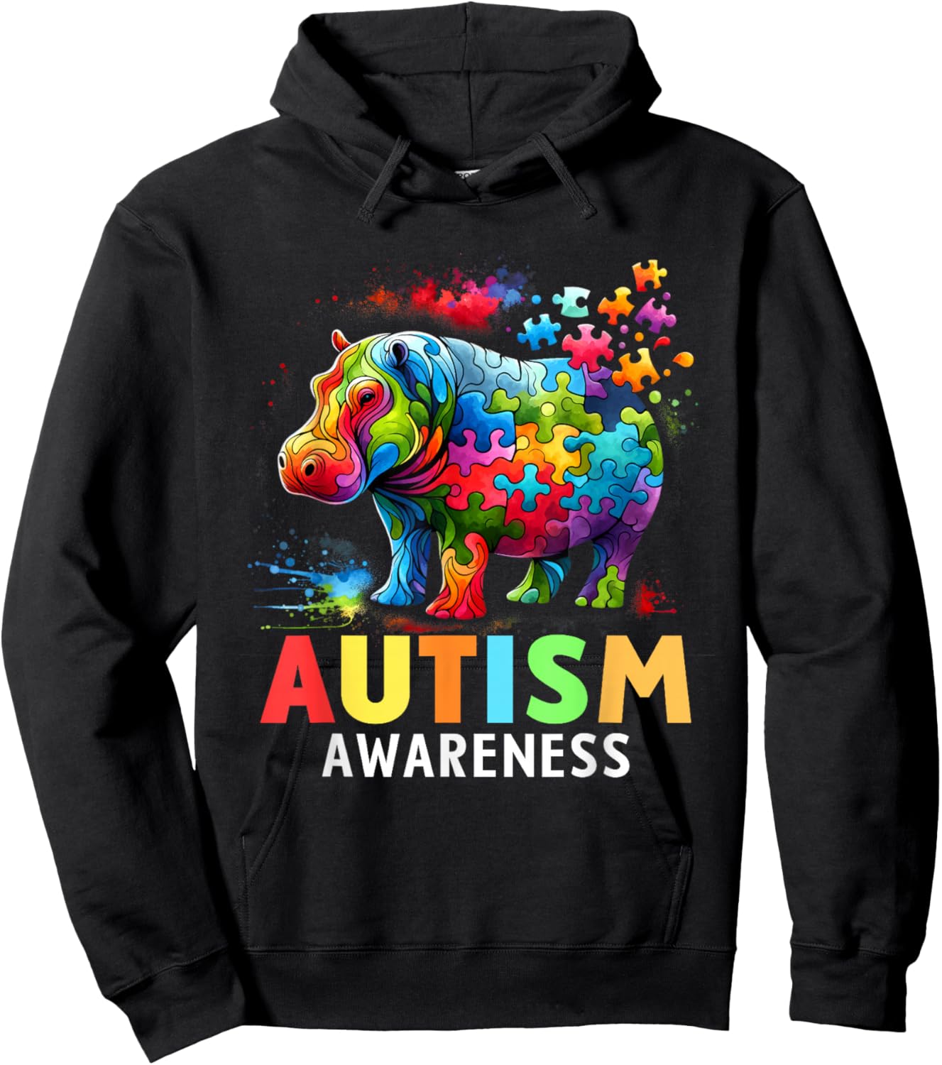 Hippo Autism Awareness Month Autistic Hoodie - Hoodie | Black
