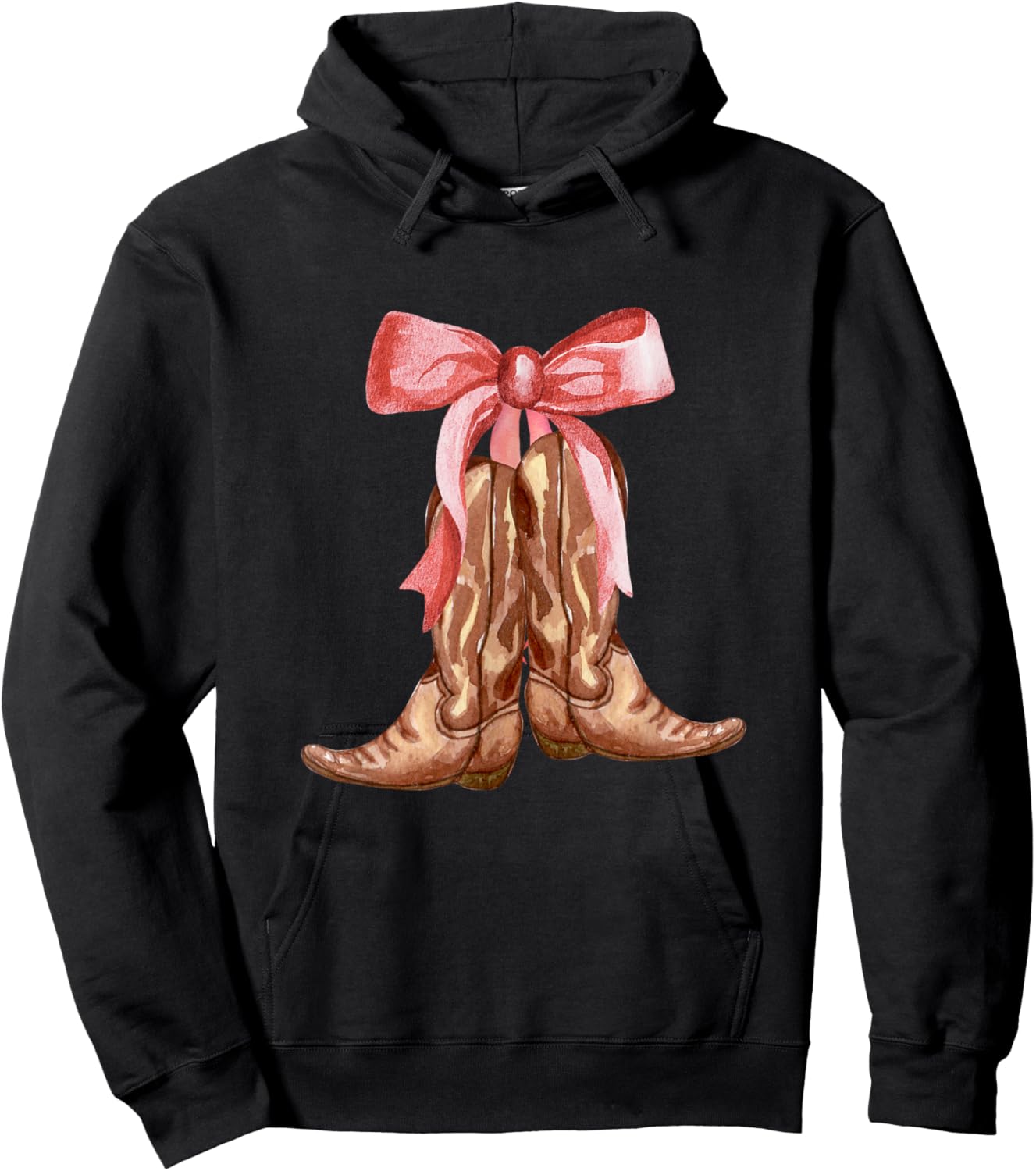 Cowgirl Boots Coquette Pink Bow Preppy Toddler Women Girl Hoodie - Hoodie | Black