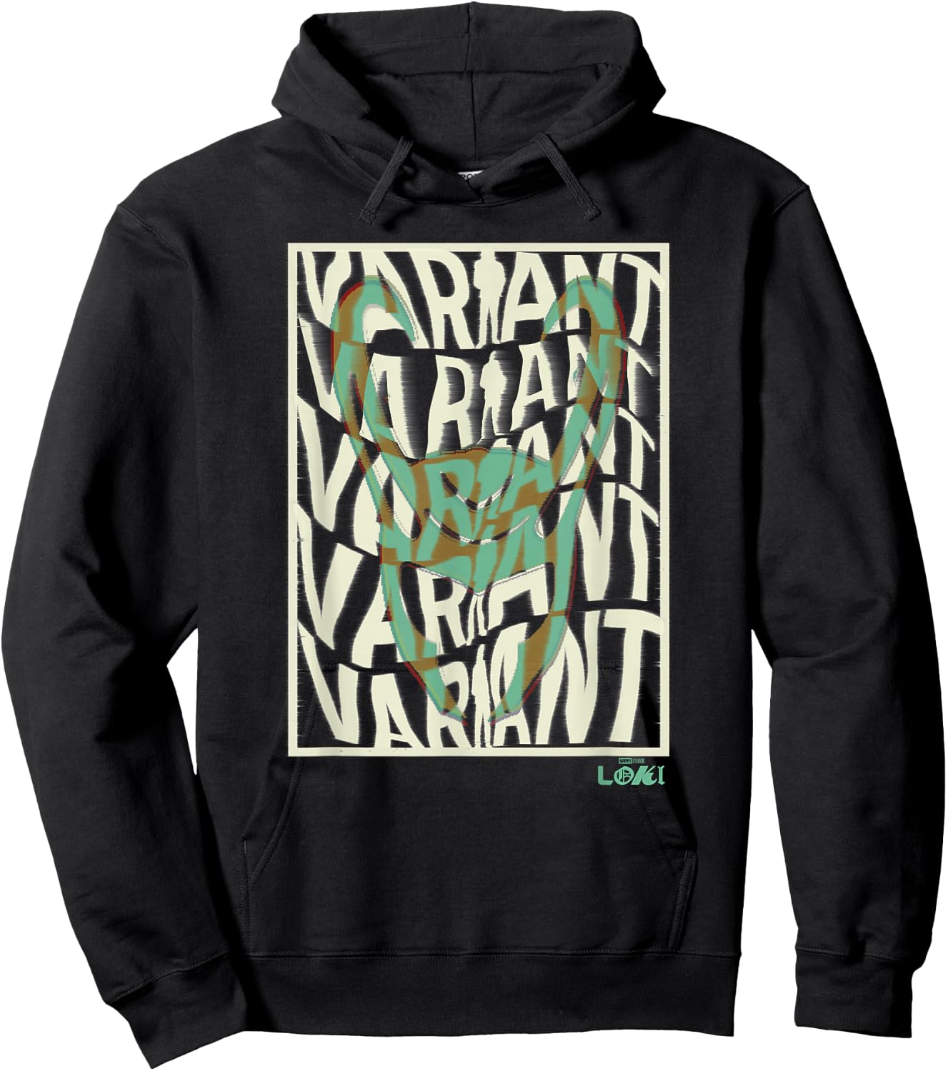 Marvel Loki Variant Word Stack Square Loki Horns Hoodie - Hoodie | Black