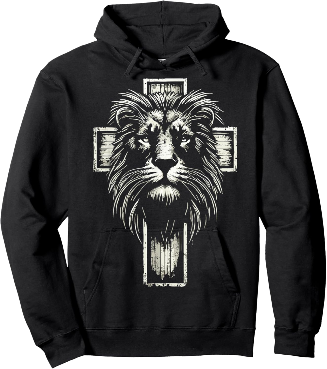 Christian Cross Lion of Judah Hoodie - Hoodie | Black