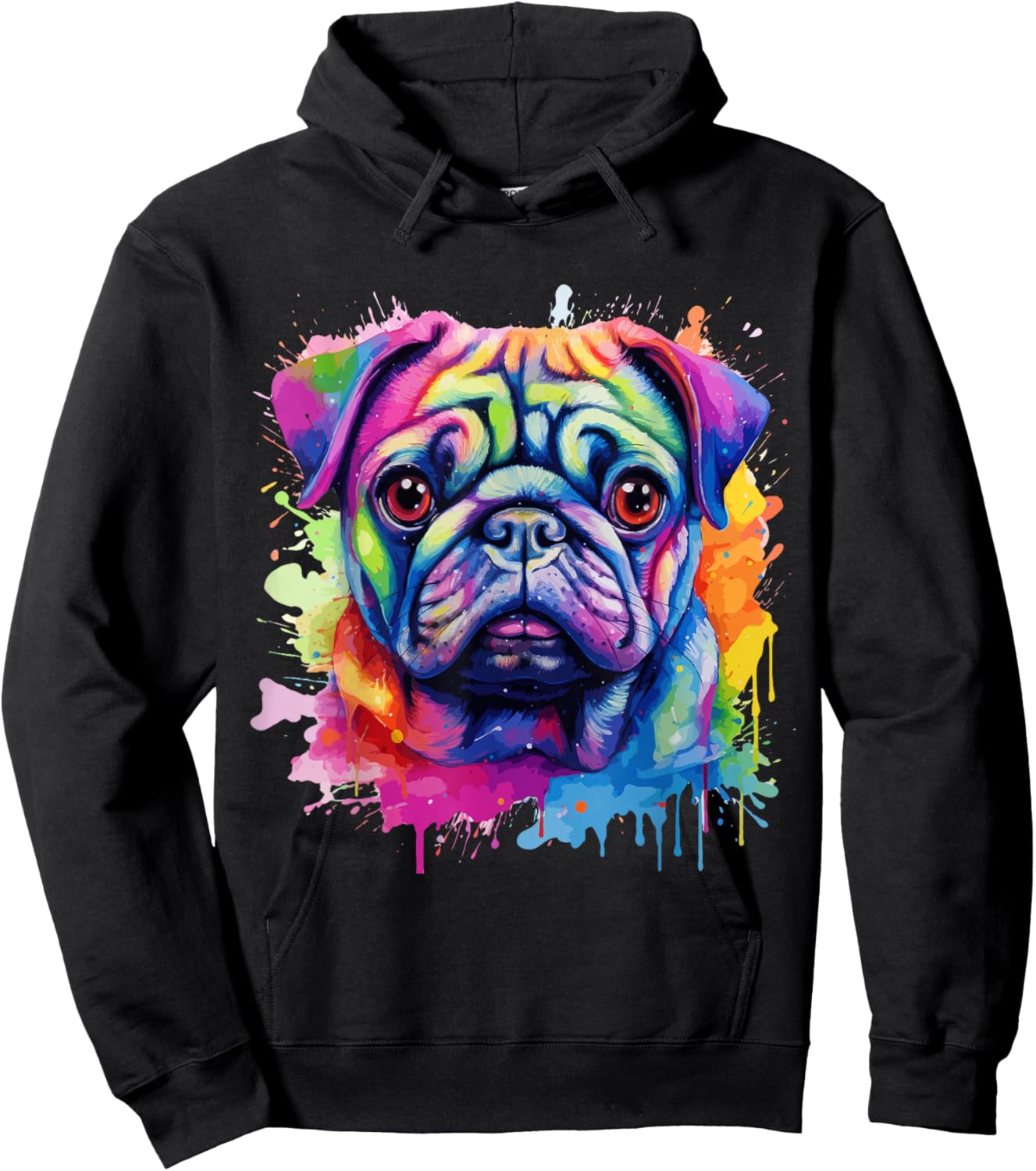 Pug Lovers Pop Art Color Pug Dog Hoodie - Hoodie | Black