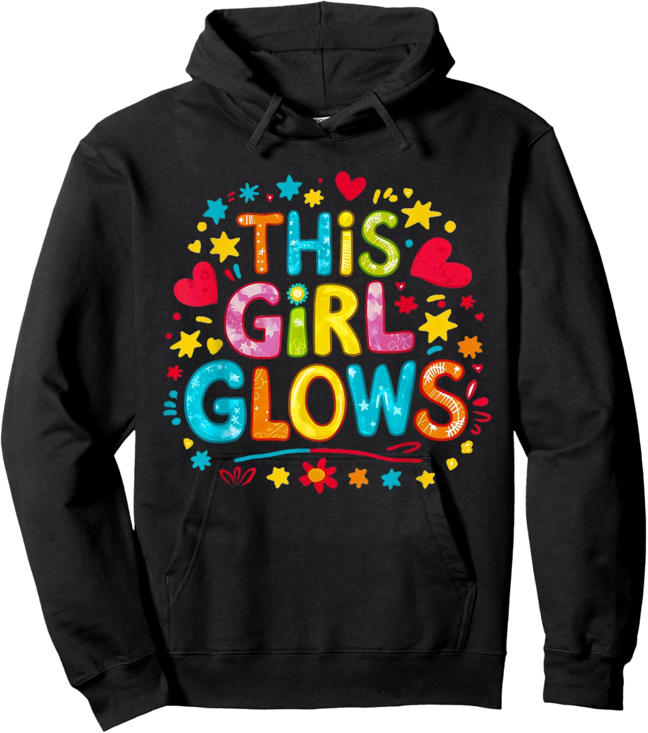 This Girl Glows & Girls Tie Dye 80s Themed Disco Hoodie - Hoodie | Black
