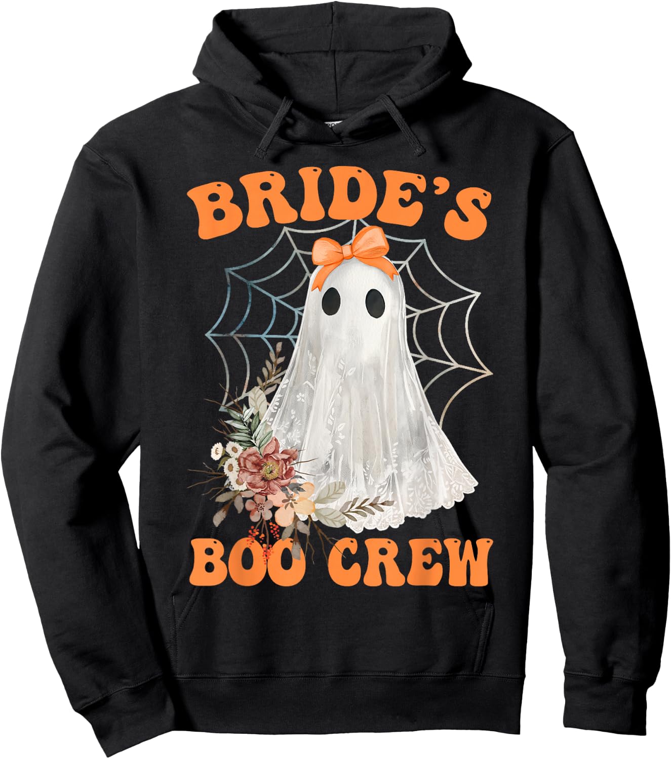 Bride's Boo Crew Bow Lace Ghost Halloween Bachelorette Hoodie - Hoodie | Black