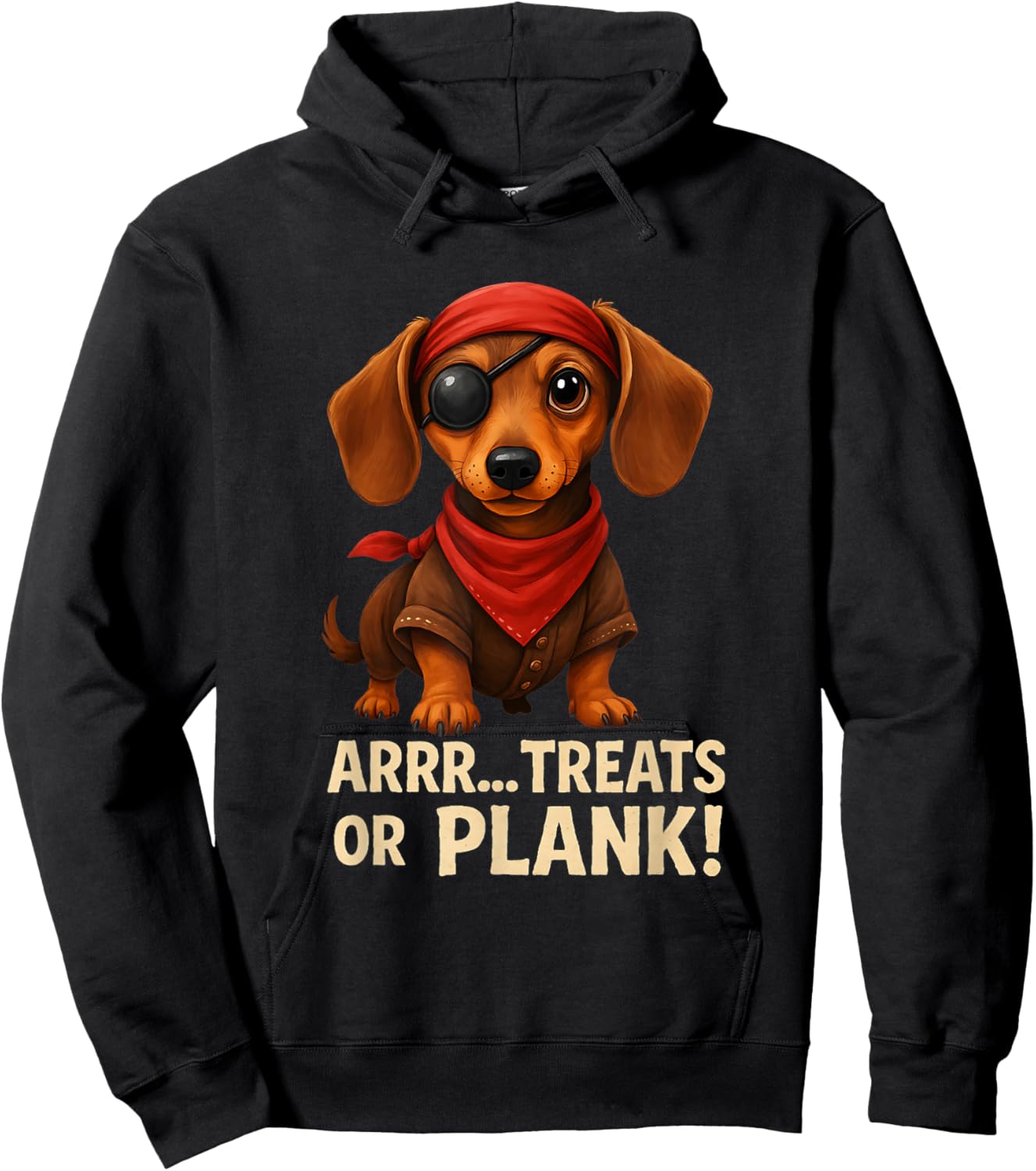 ARRR... Treats or Plank! Halloween Pirate Dachshund Dog Hoodie - Hoodie | Black