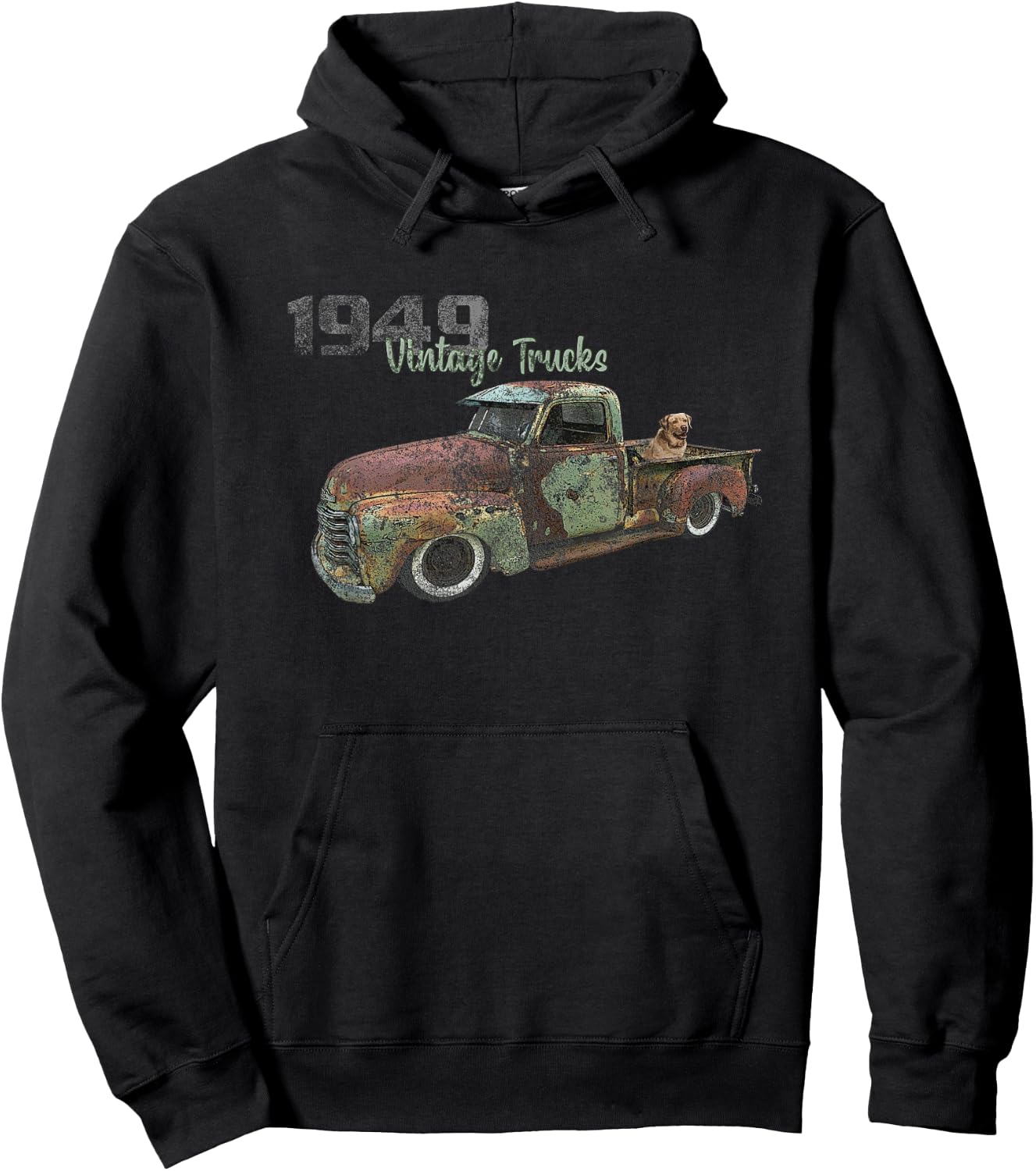 OLD 1949 PICKUP TRUCK, 1940s VINTAGE PICK UP, CLASSIC TRUCKS Hoodie - Hoodie | Black