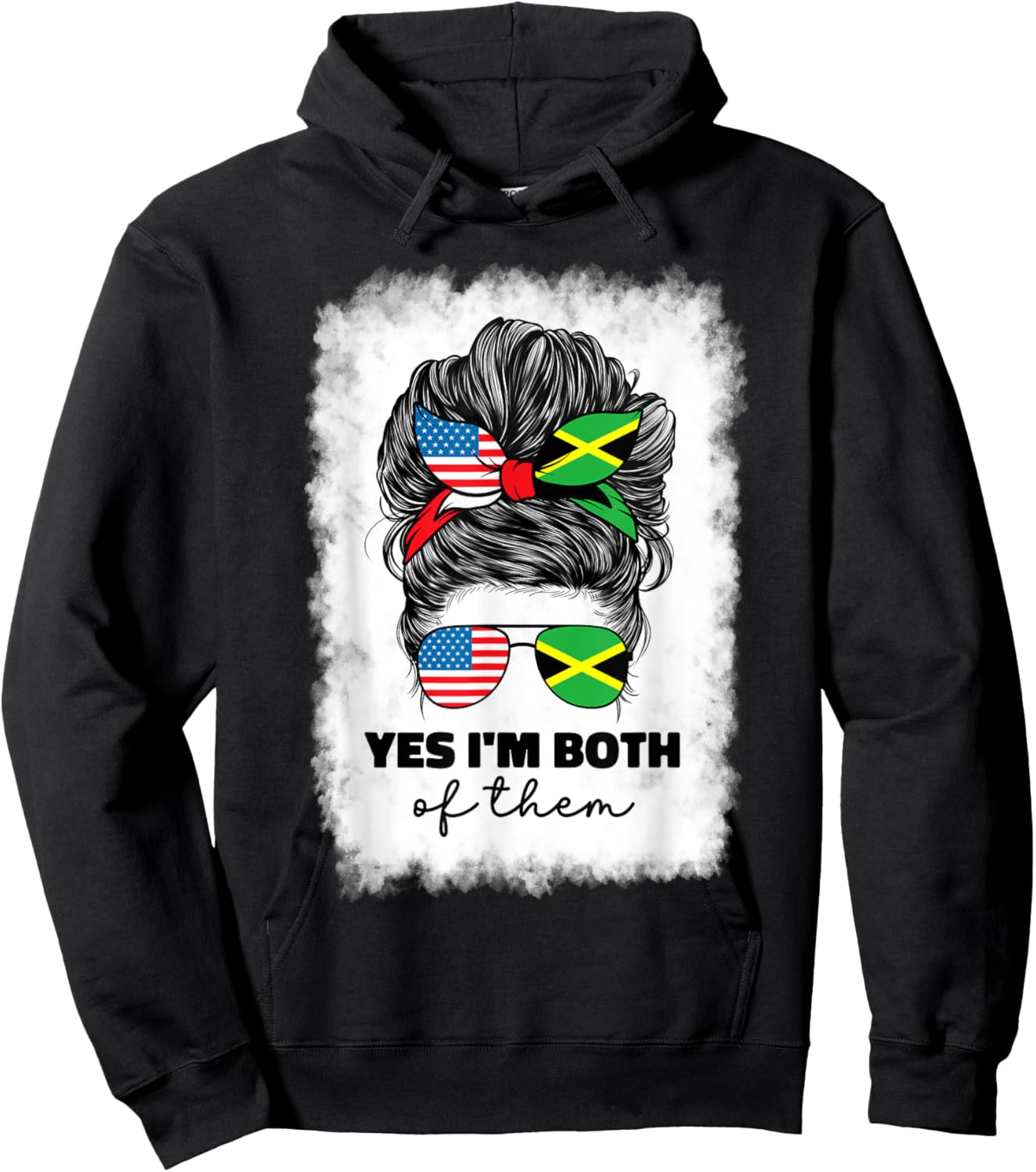 Half American And Jamaican Mix Usa America Jamaica Flag Girl Hoodie - Hoodie | Black