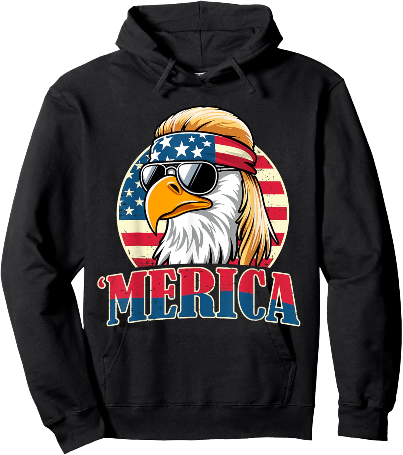 4th of July Funny Patriotic American Retro USA Men Women Hoodie - Hoodie | Black