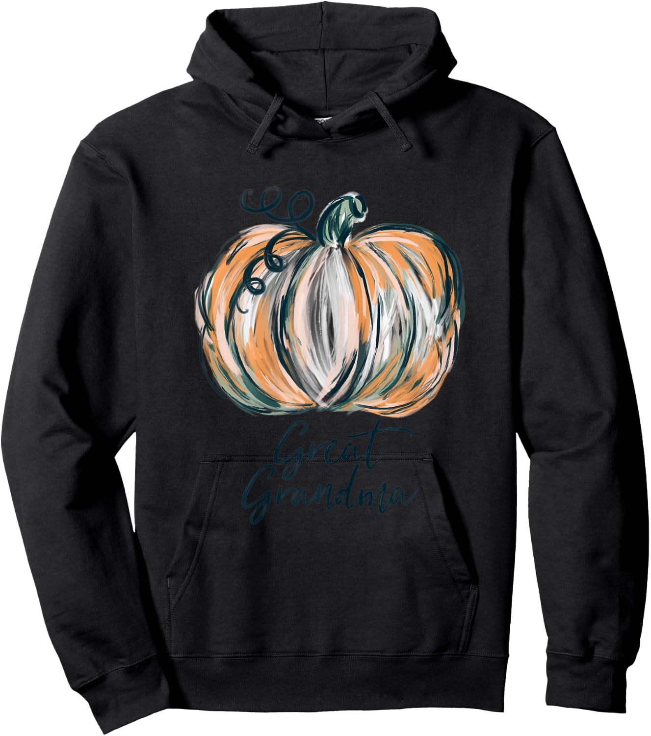 Great Grandma Watercolor Pumpkin Fall Thanksgiving 2022 Hoodie - Hoodie | Black