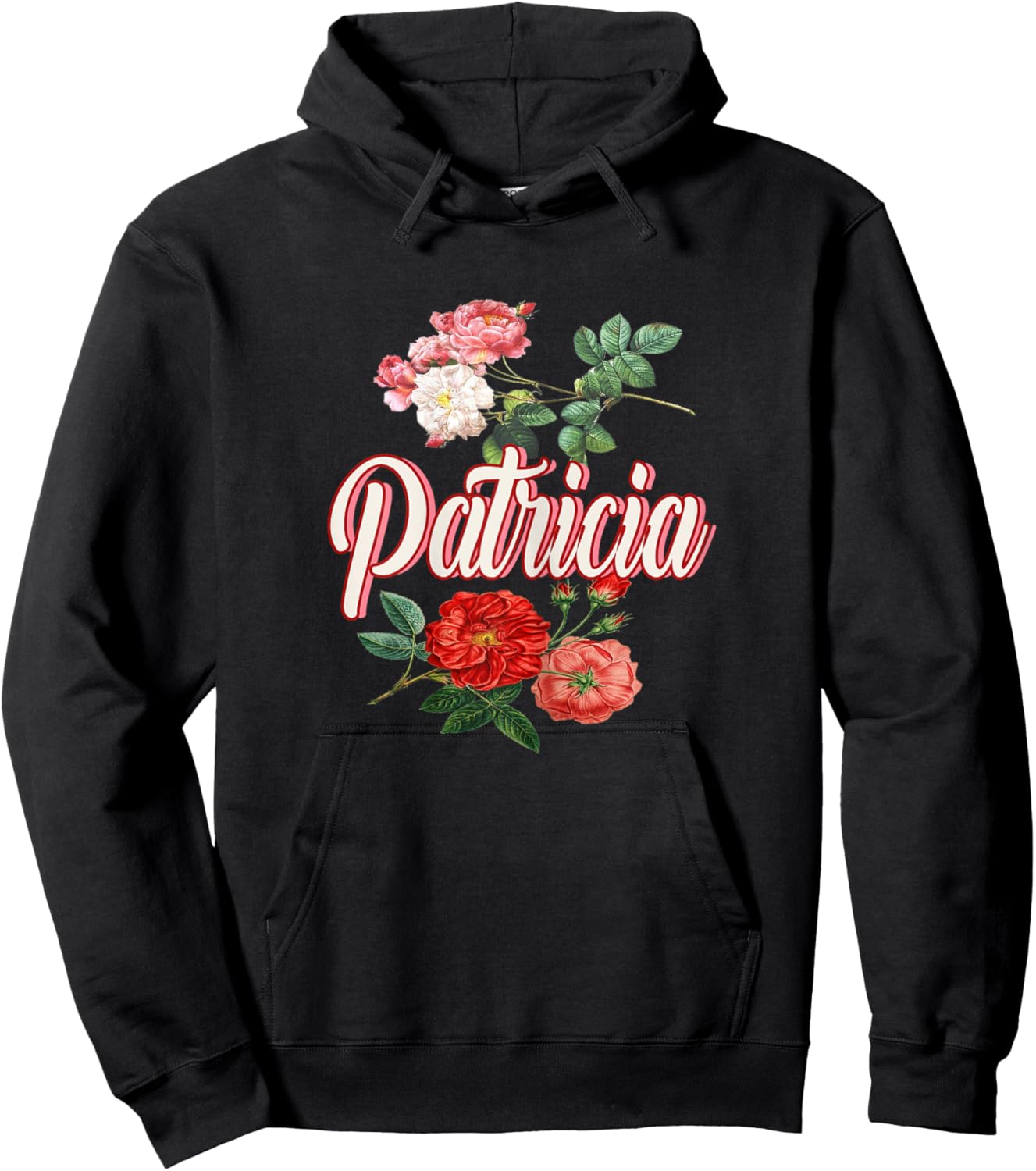 Patricia Name With Flowers Hoodie - Hoodie | Black