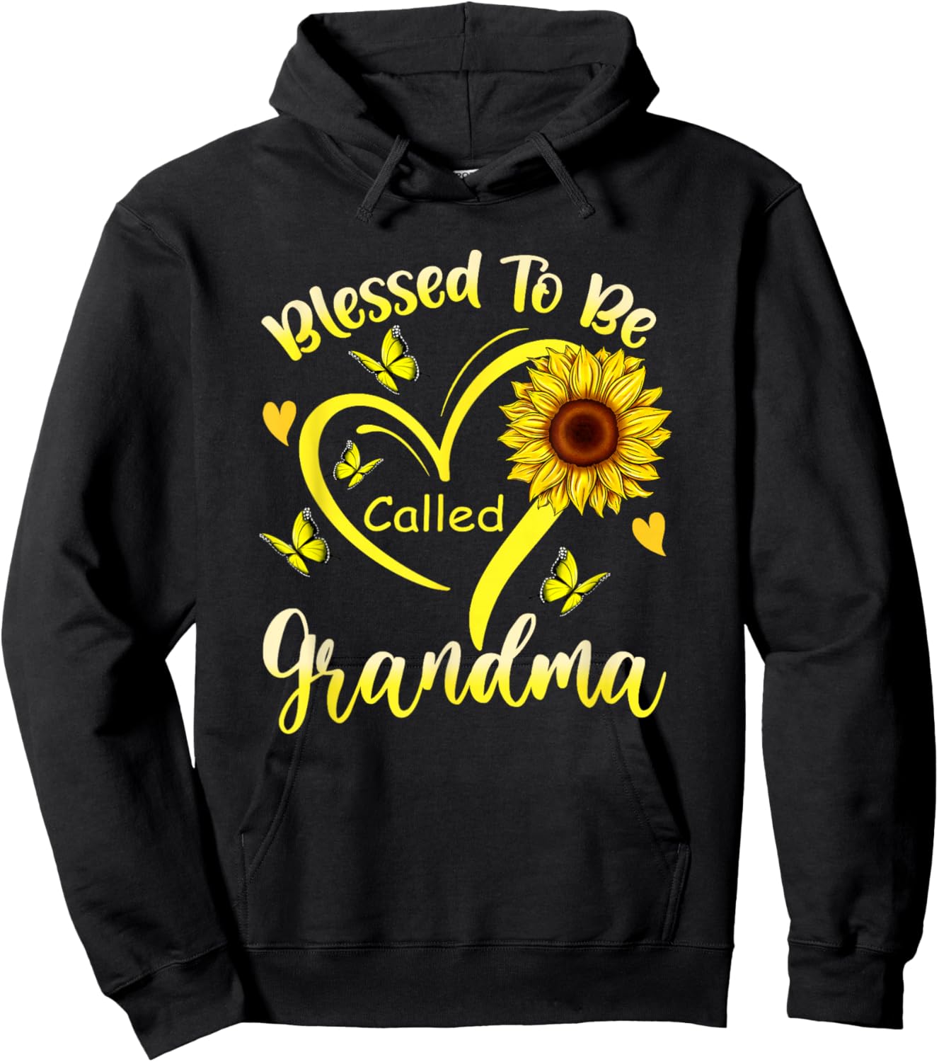 Blessed to Be Called Grandma Sunflower Floral Mothers Day Hoodie - Hoodie | Black