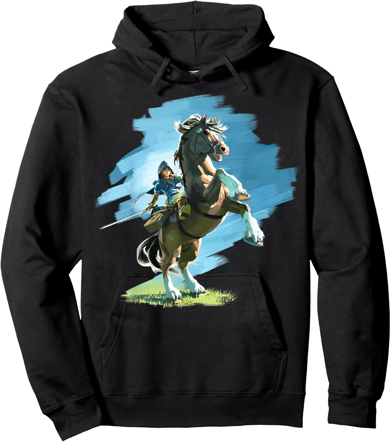 The Legend Of Zelda Breath Of The Wild Link And Epona Paint Hoodie - Hoodie | Black