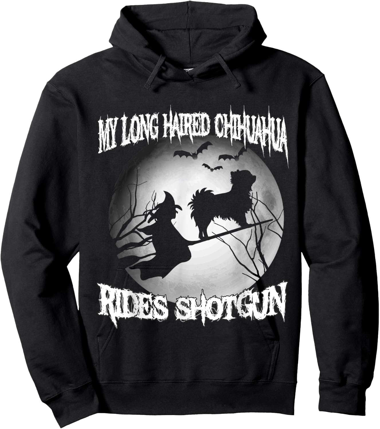 My Long Haired Chihuahua Rides Shotgun Halloween shirt Hoodie - Hoodie | Black