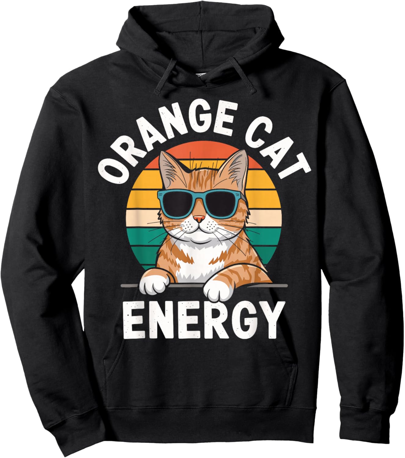 Orange Cat Energy Tabby Cat Hoodie - Hoodie | Black