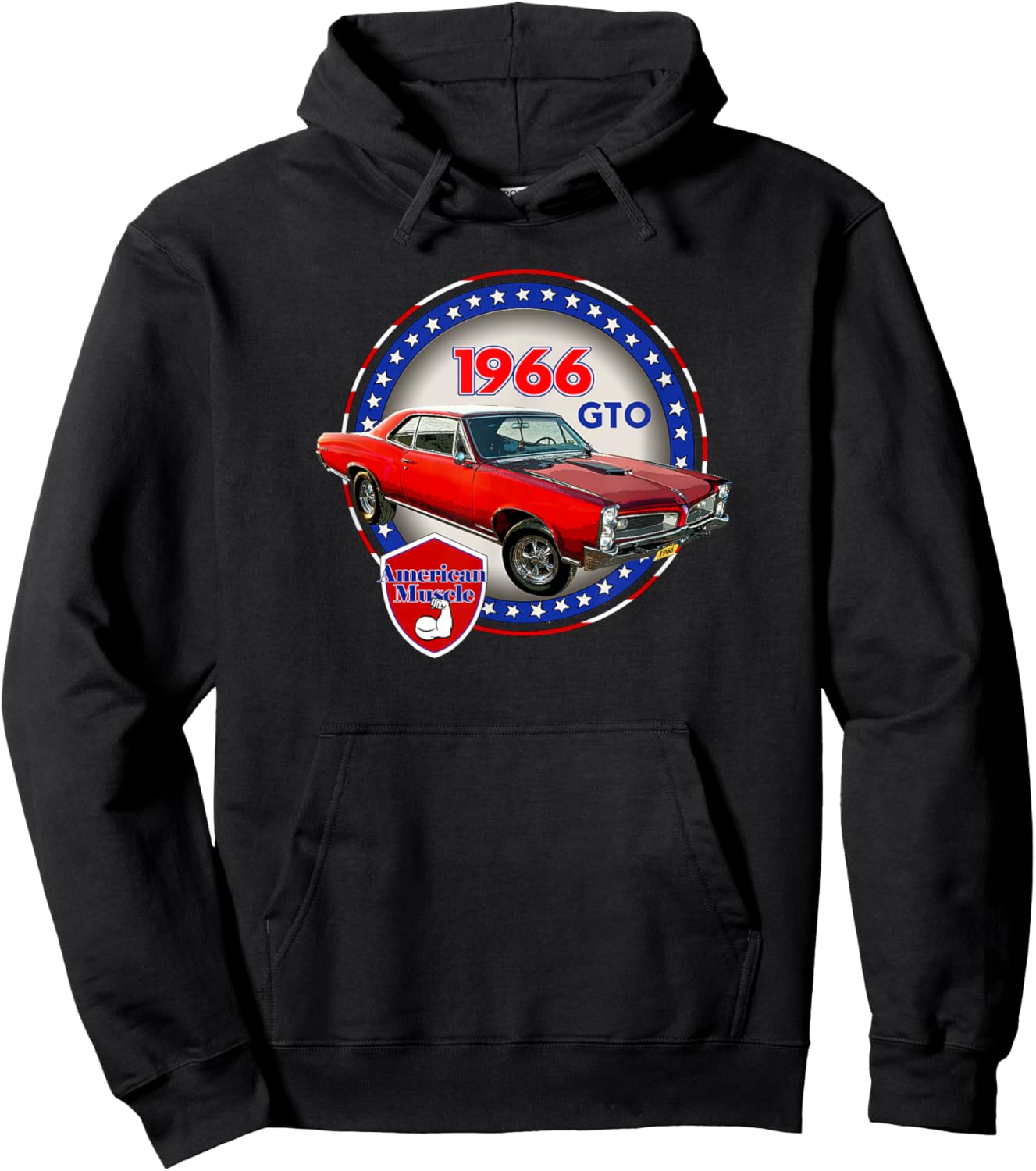Vintage 1966 Gto, Classic American Muscle Car, V8 Hoodie - Hoodie | Black