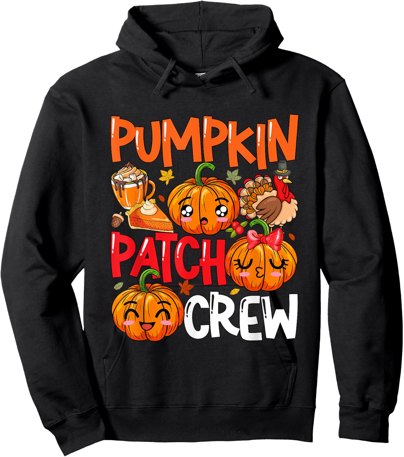 Pumpkin Cute Patch Crew Thanksgiving Fall Turkey Pumpkins Hoodie - Hoodie | Black