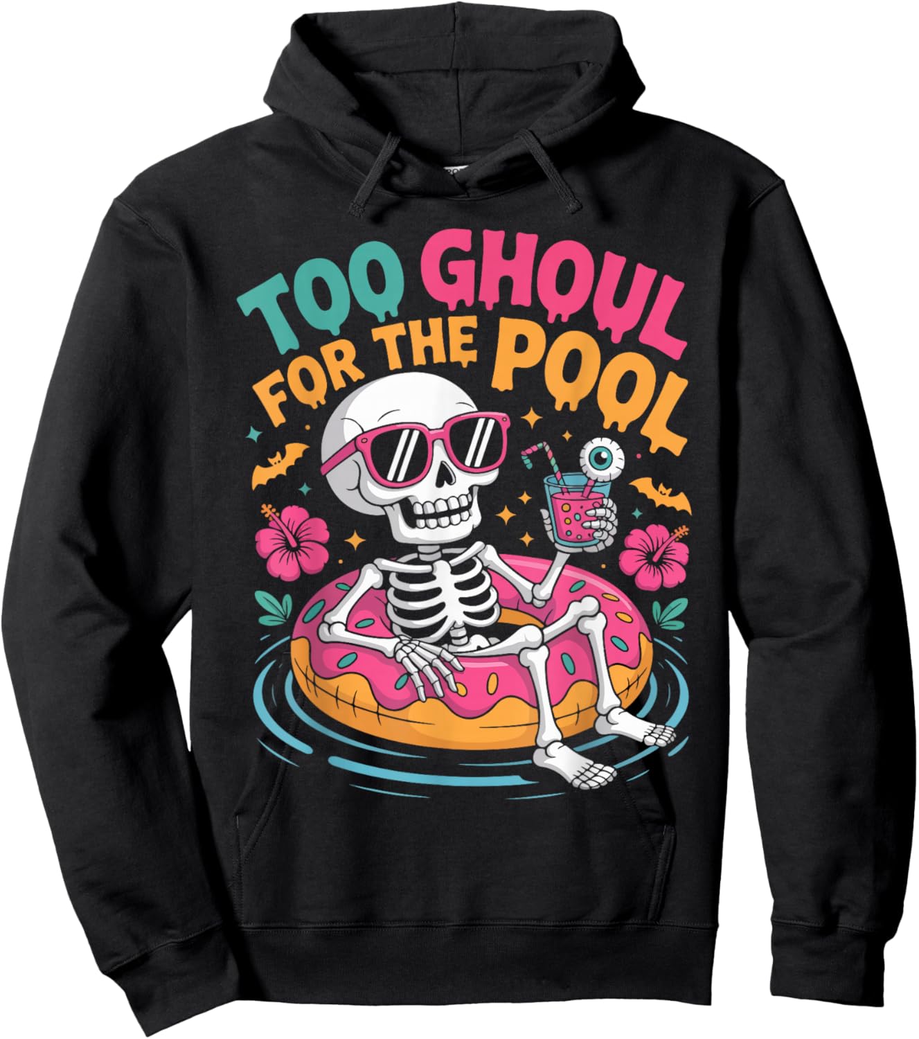 Summerween Vibes Halloween Skeleton Beach Hoodie - Hoodie | Black
