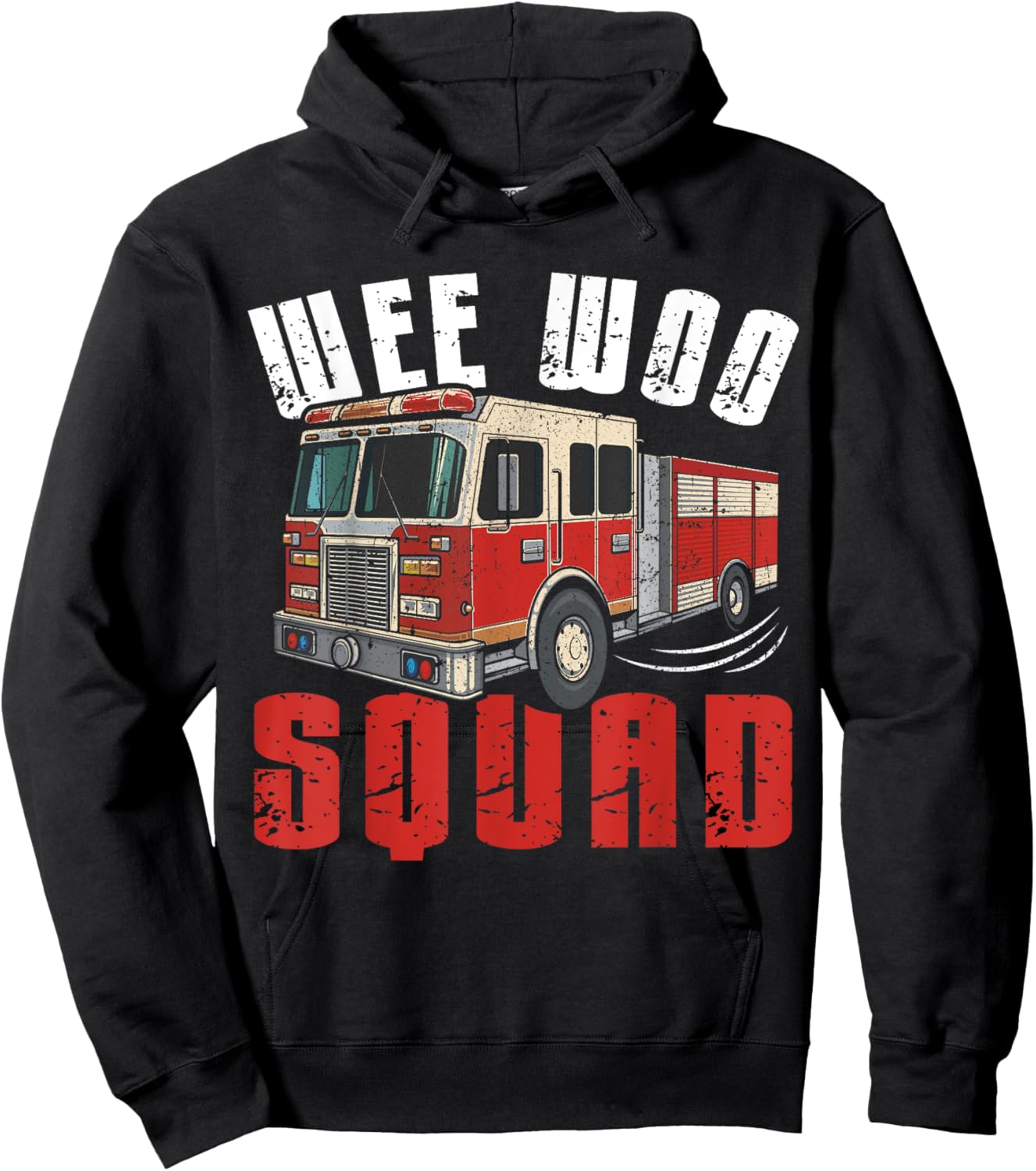 Wee Woo Squad Funny Firefighter Fire Truck Fireman Men Women Hoodie - Hoodie | Black