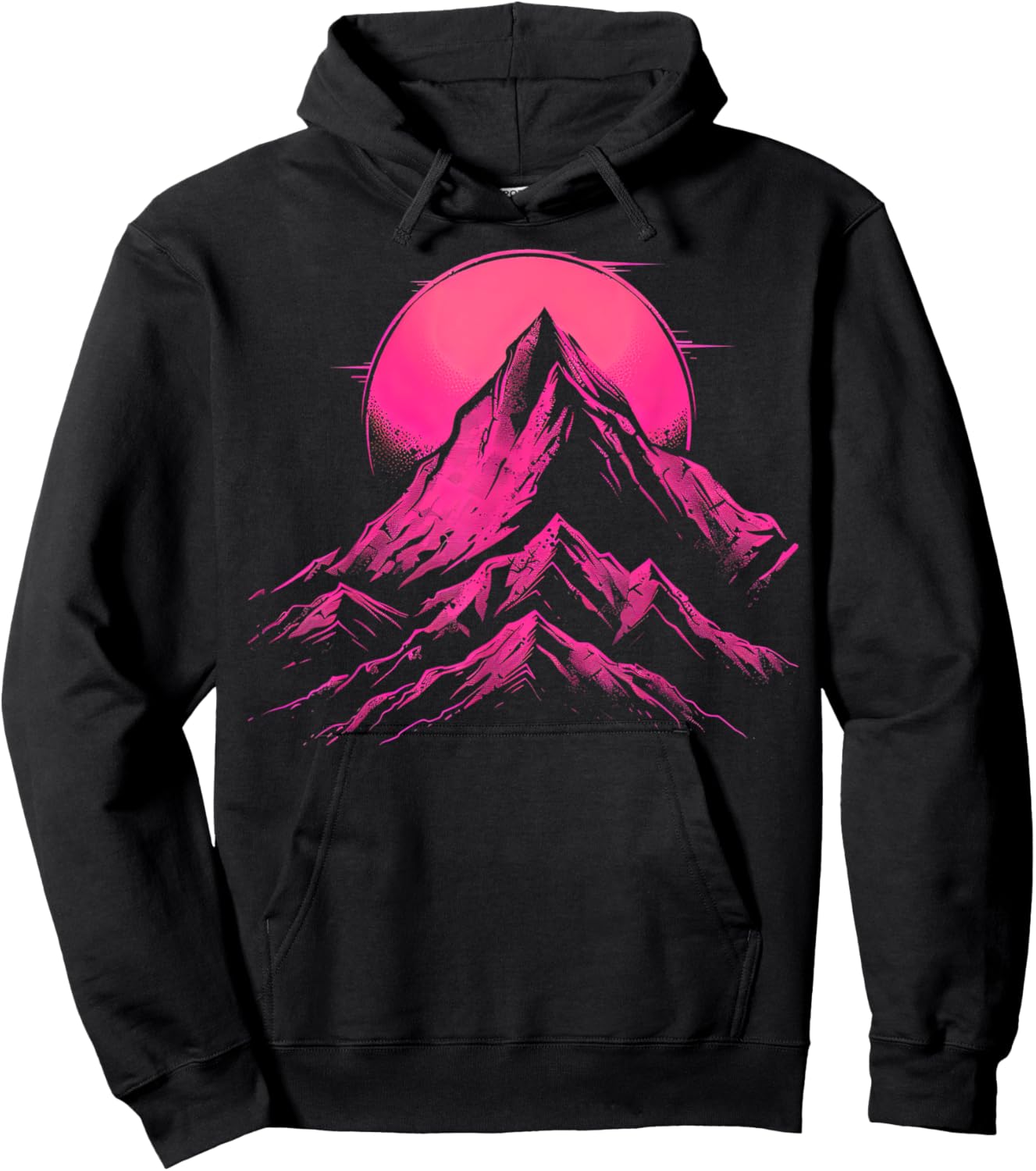 Pink and Black Mountain Abstract Outdoor Hoodie - Hoodie | Black