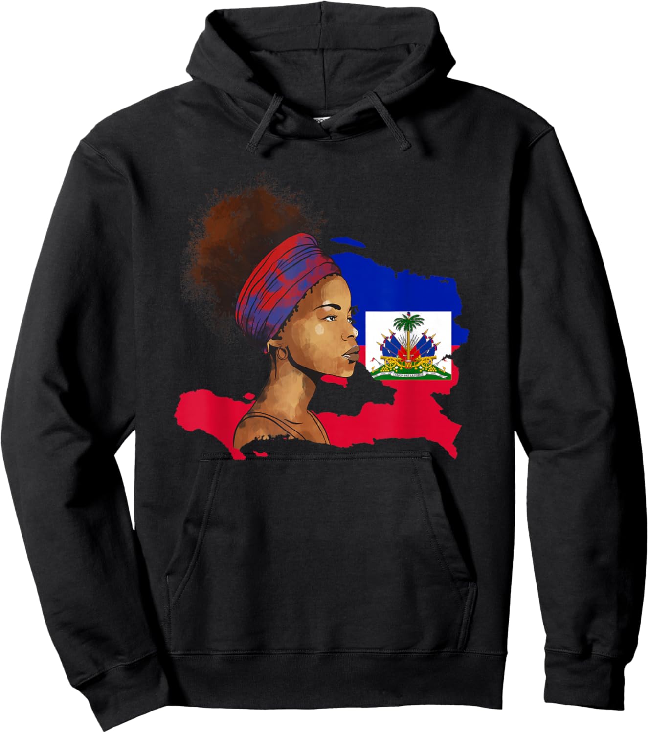 Haiti Country Map Woman Ayiti Girl Haitian Flag Day Hoodie - Hoodie | Black