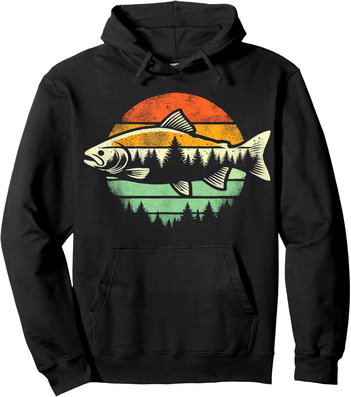 Fishing Retro Fish Nature Wildlife Fisherman Hoodie - Hoodie | Black