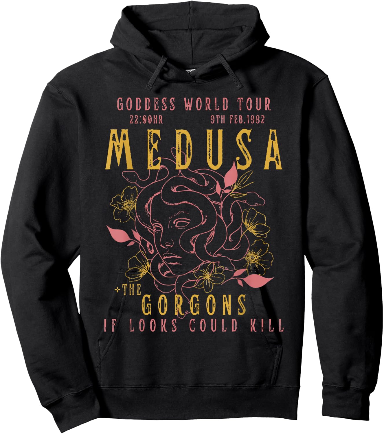 The Female Gaze Medusa Distressed Band | Goddess World Tour Hoodie - Hoodie | Black