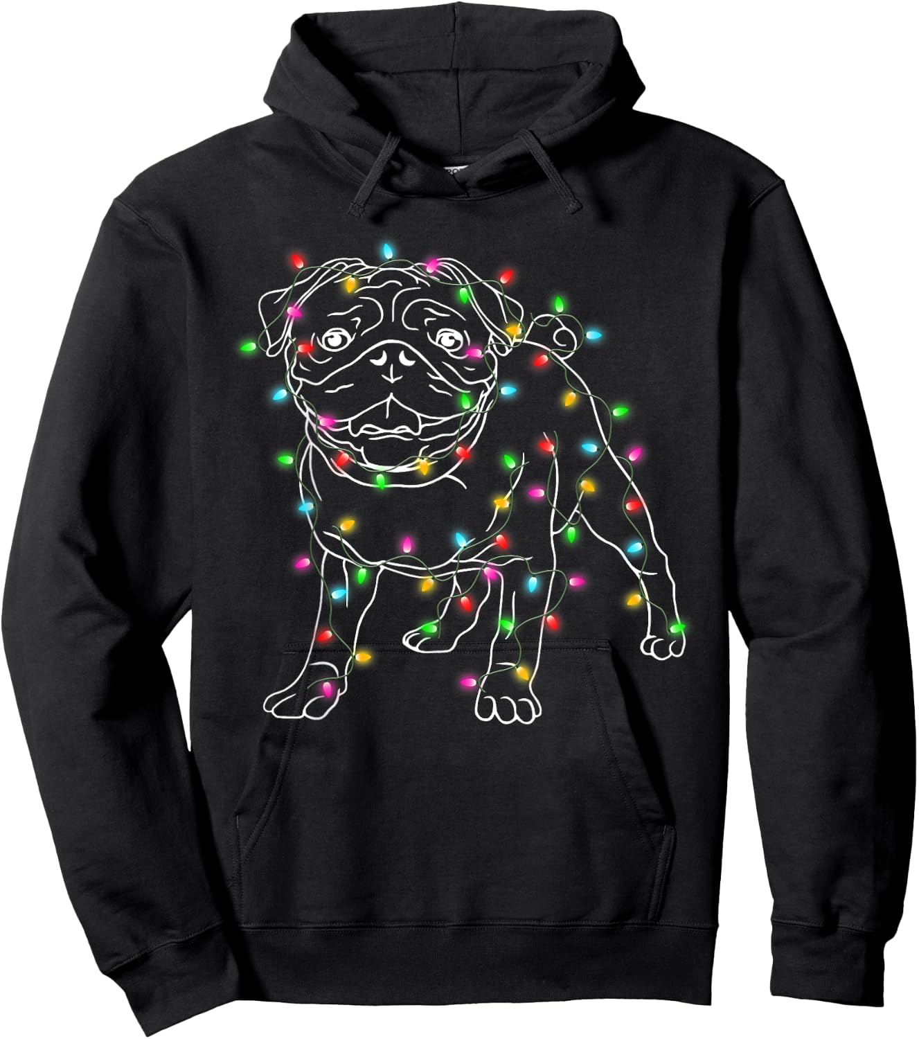 Pug Dogs Tree Christmas Sweater Xmas Pet Animal Dog Gifts Hoodie - Hoodie | Black