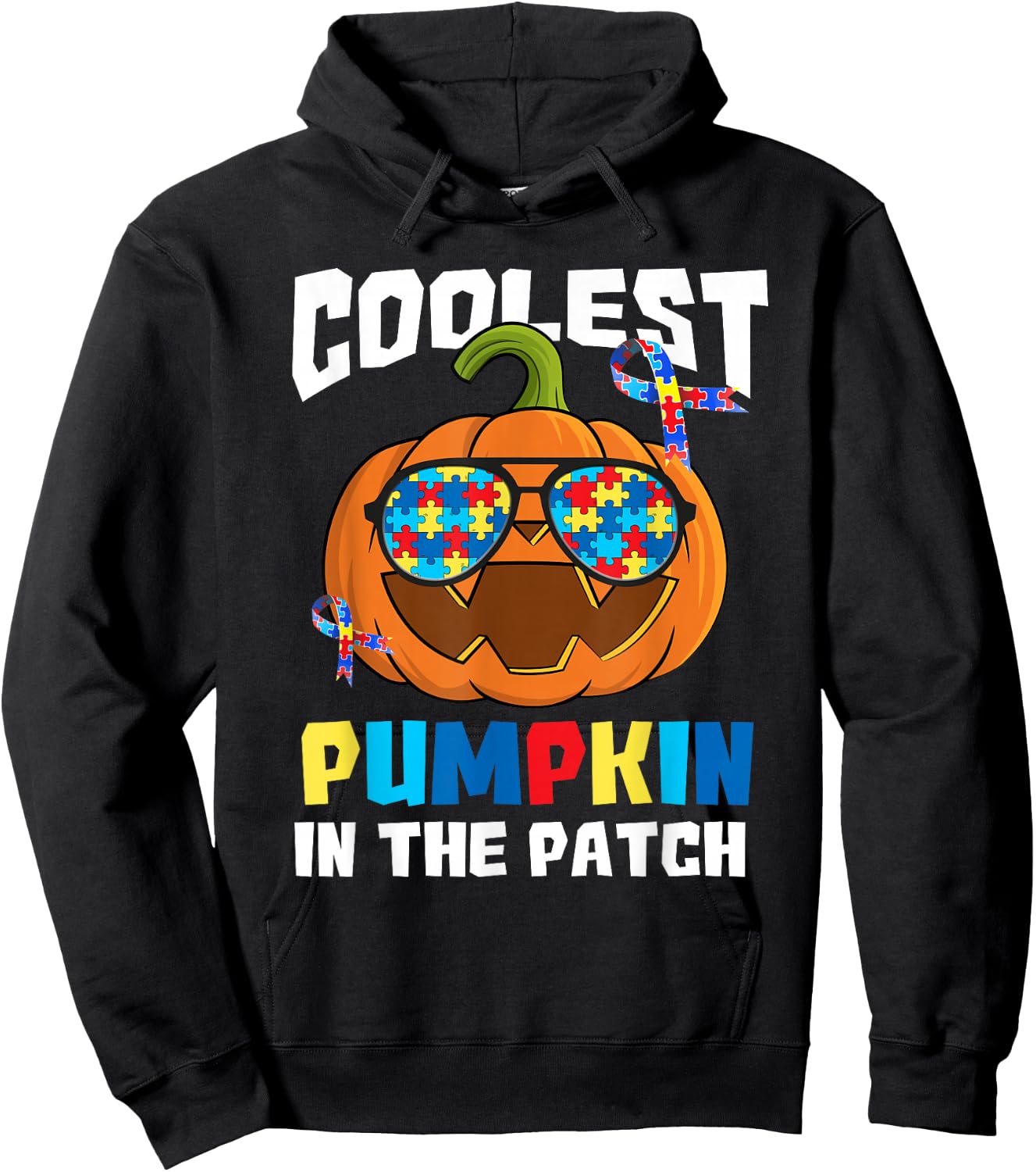 Coolest Pumpkin in The Patch Autism Awareness Hoodie - Hoodie | Black