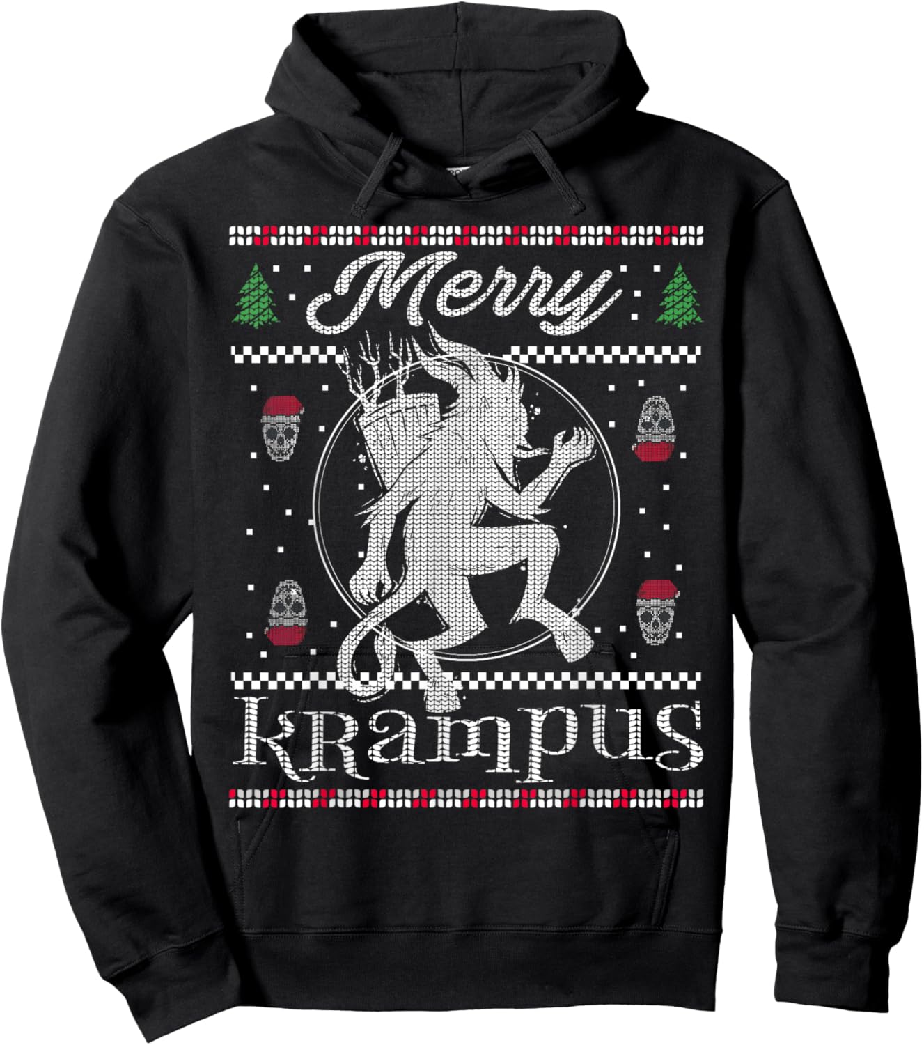 Merry Krampus Christmas Xmas Horror Ugly Sweater Evil Pajama Hoodie - Hoodie | Black