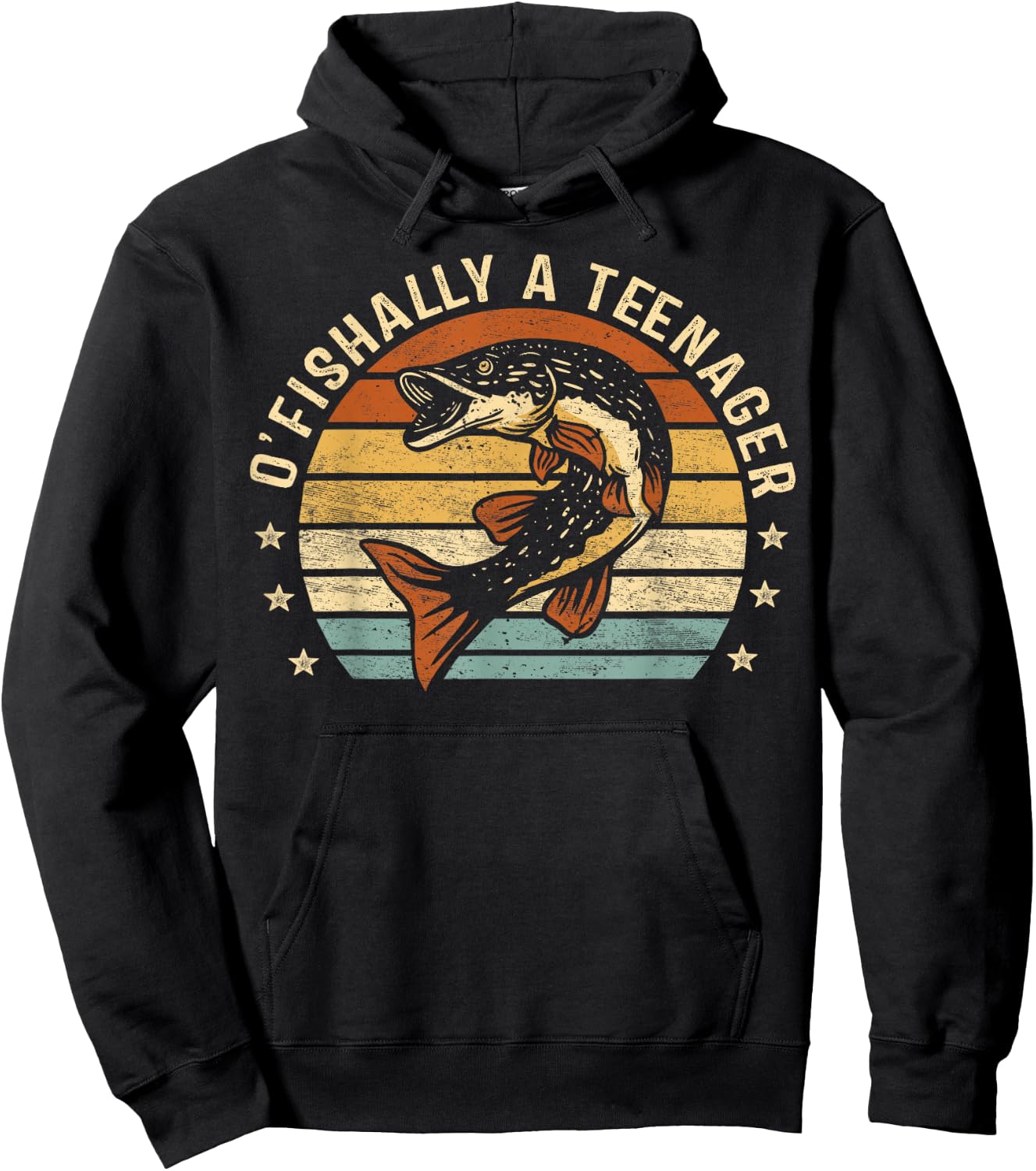 O'Fishally A Teenager 13th Birthday Fishing Fisherman Gifts Hoodie - Hoodie | Black