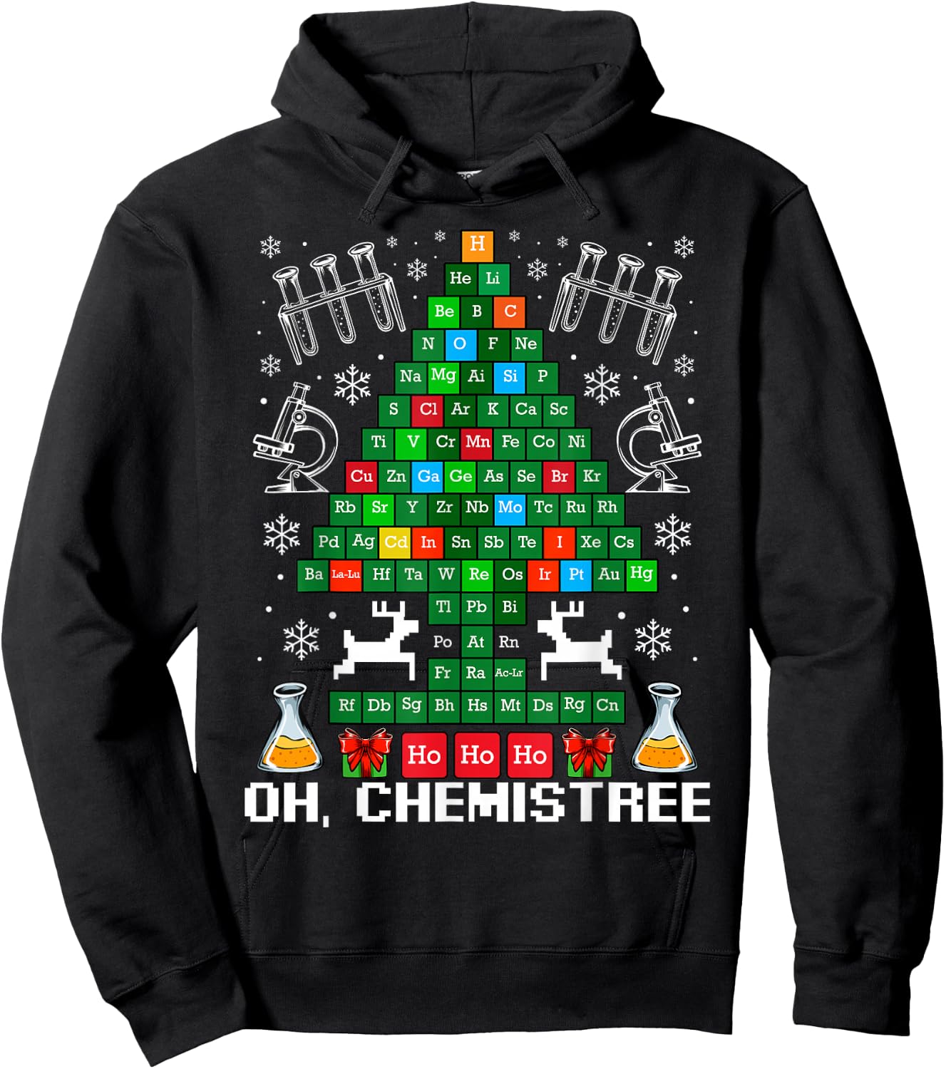 Oh Chemistree Christmas Tree Chemistry Science Funny Hoodie - Hoodie | Black