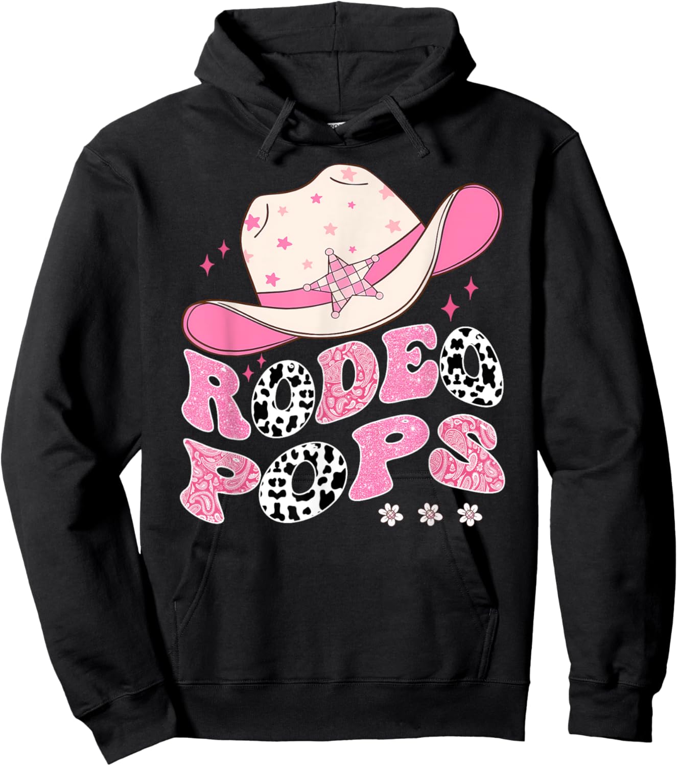 Rodeo Pops Pink CowGirl 1St Birthday Family Matching Hoodie - Hoodie | Black
