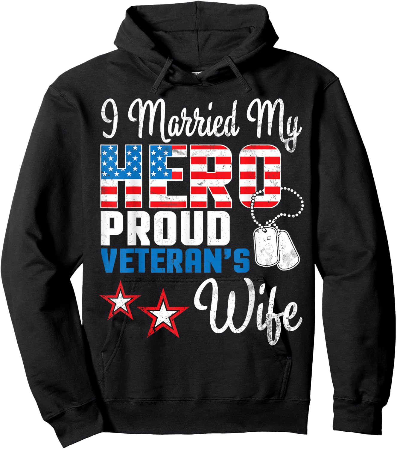 Veteran Day Husband I Married My Hero Proud Veteran's Wife Hoodie - Hoodie | Black