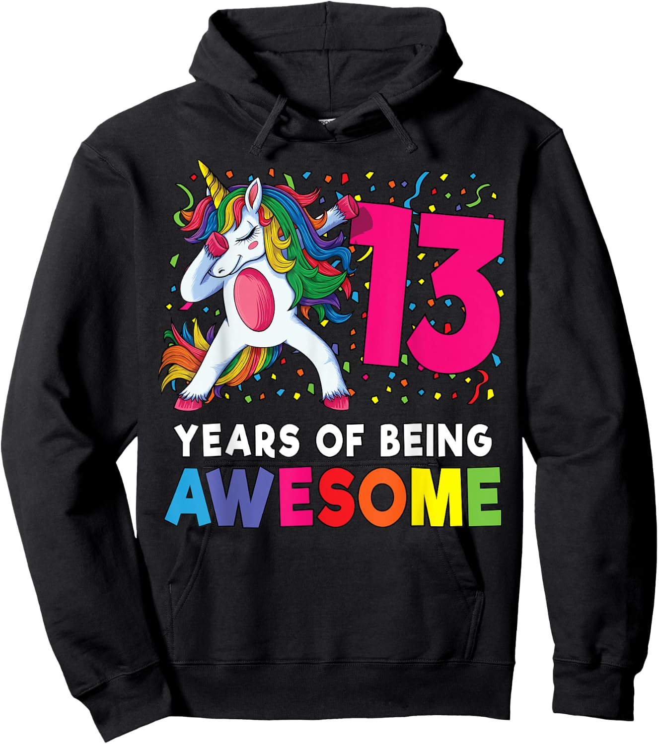 13th Birthday Dabbing Unicorn Party Gift 13 Years Old Girls Hoodie - Hoodie | Black