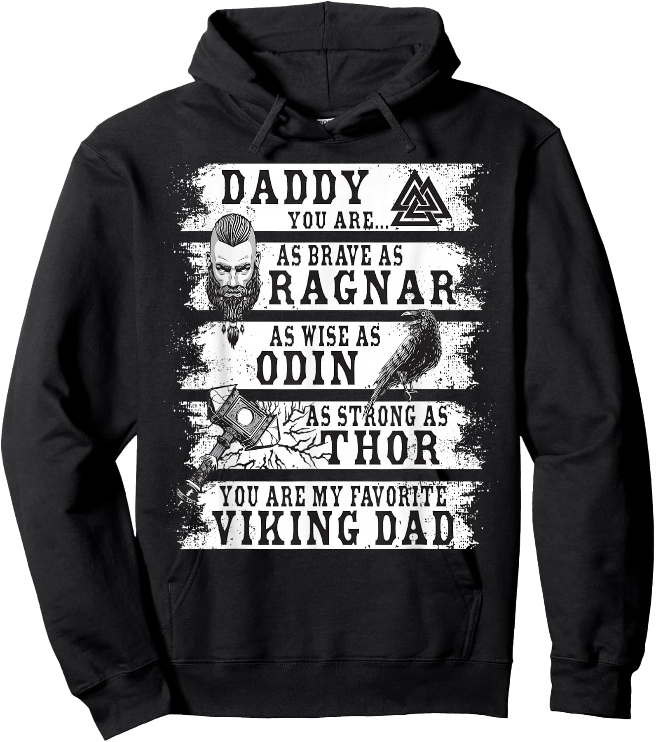 Retro Norse Mythology & Viking Saying - Best Viking Daddy Hoodie - Hoodie | Black