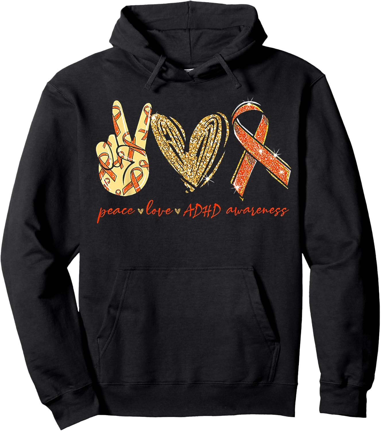 Peace Love Cure ADHD Awareness Hoodie - Hoodie | Black