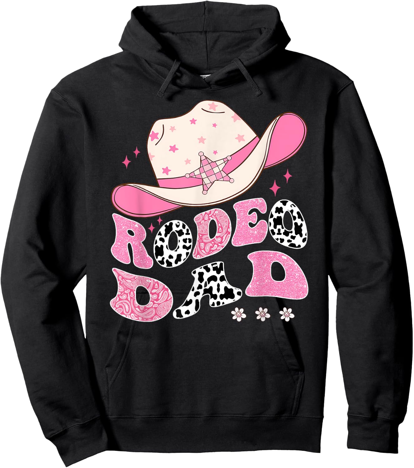 Rodeo Dad Pink CowGirl 1St Birthday Family Matching Hoodie - Hoodie | Black