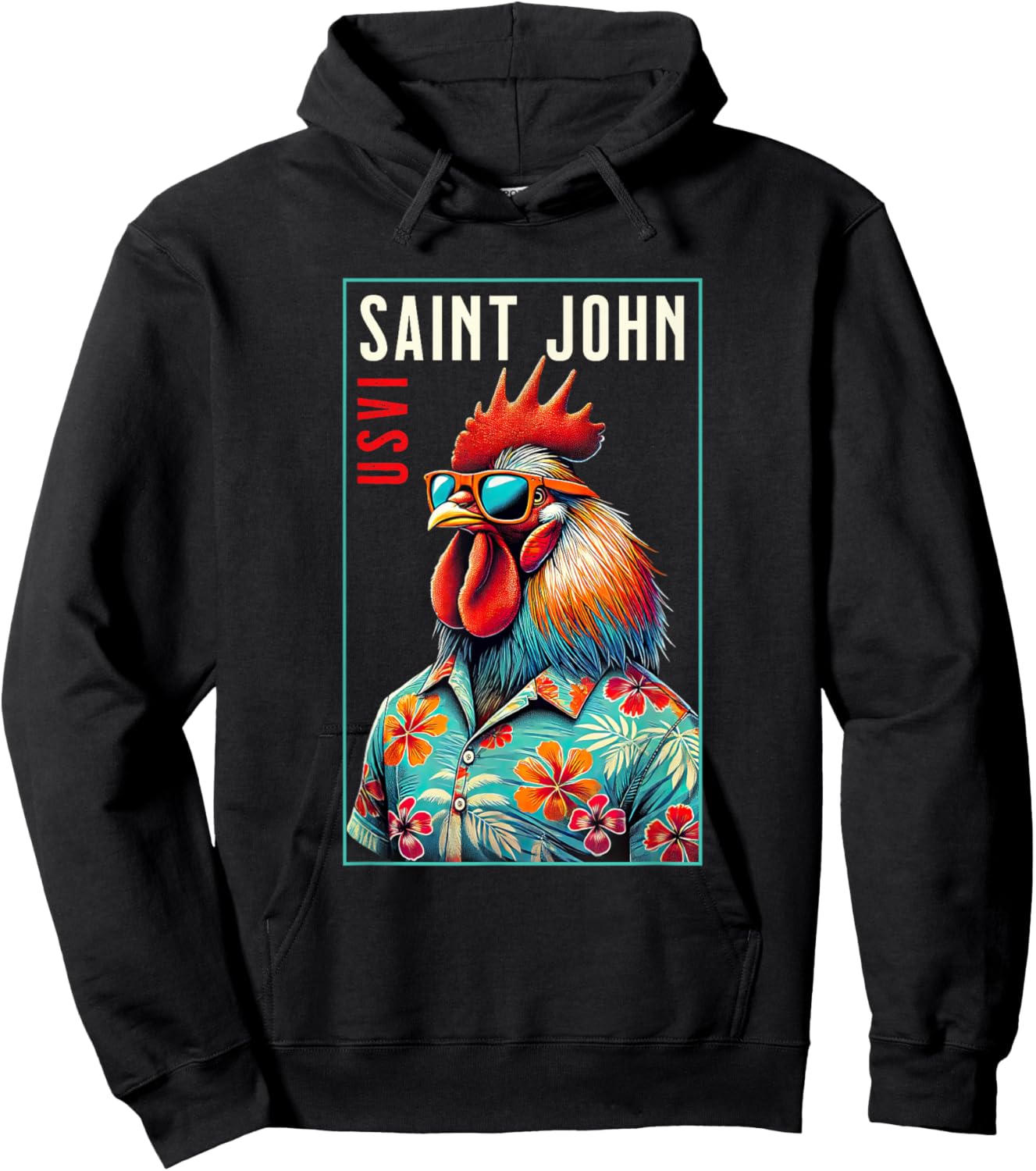 Saint John USVI Beach Chicken Rooster Lover Hoodie - Hoodie | Black